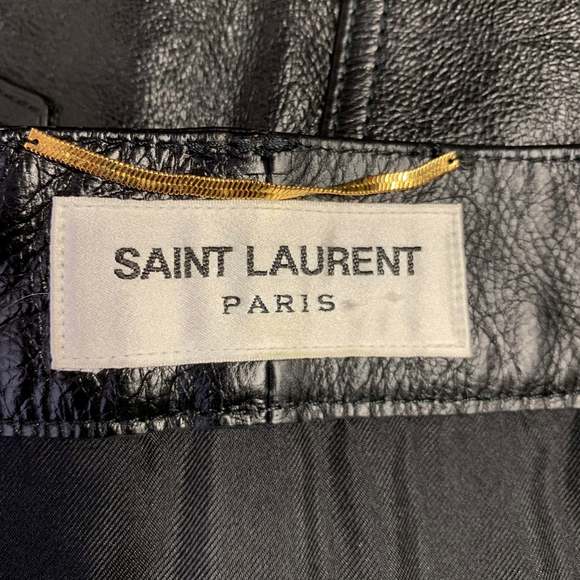 SAINT LAURENT Black Calfskin Leather Mini Skirt - Picture 4 of 7